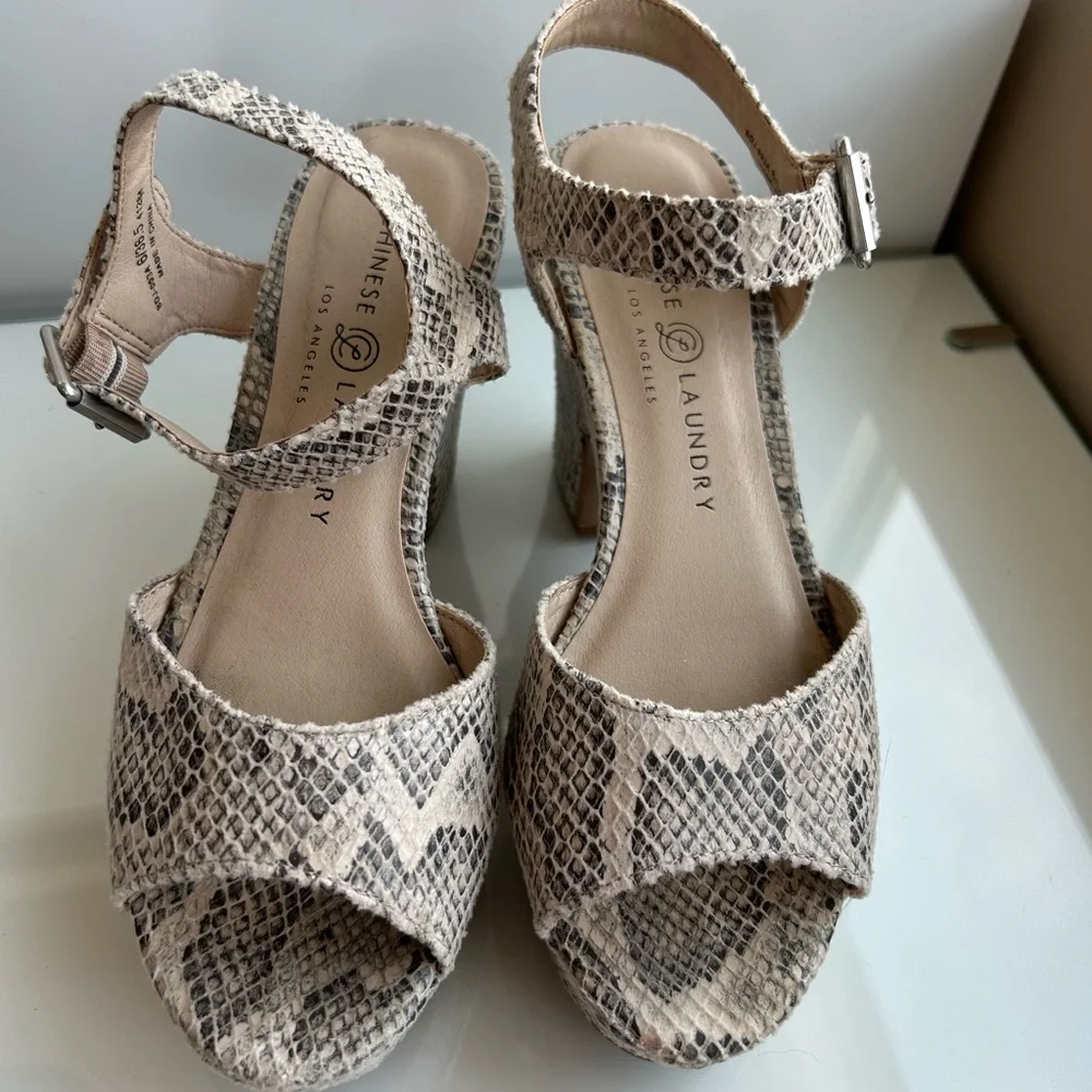 Chinese Laundry Snake Print Platform Heels